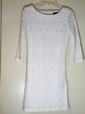 Elegant RN Studio White Lace Sheath Dress - Women's